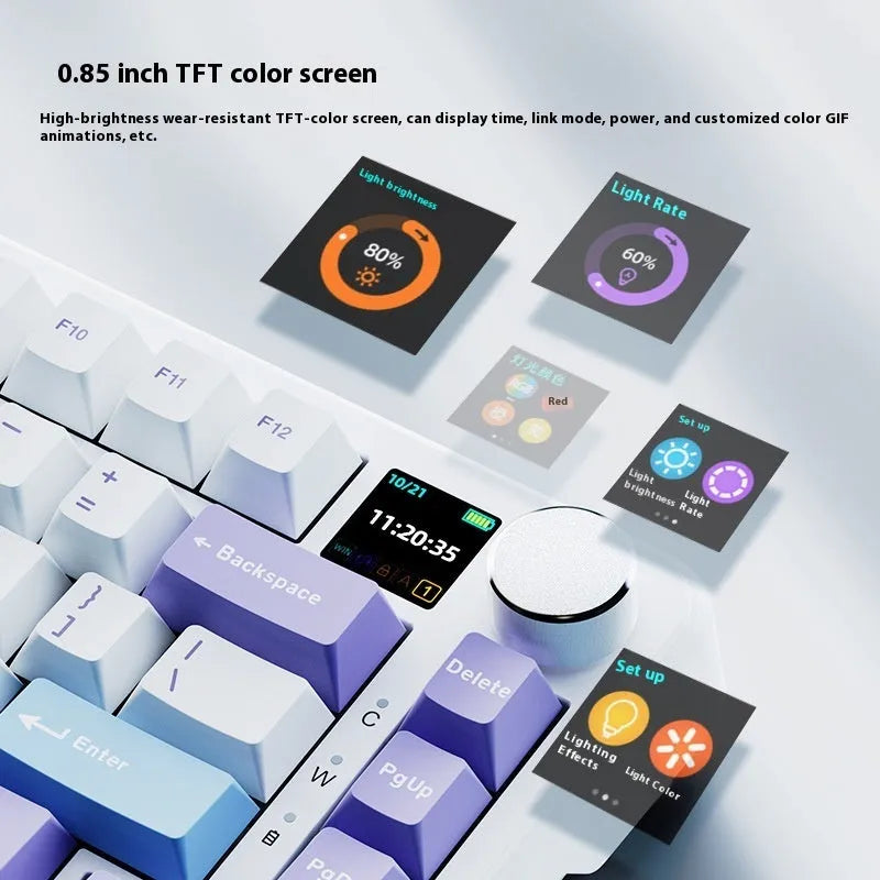 Black, grey and yellow 75% mechanical keyboard with wireless and hot-swappable features