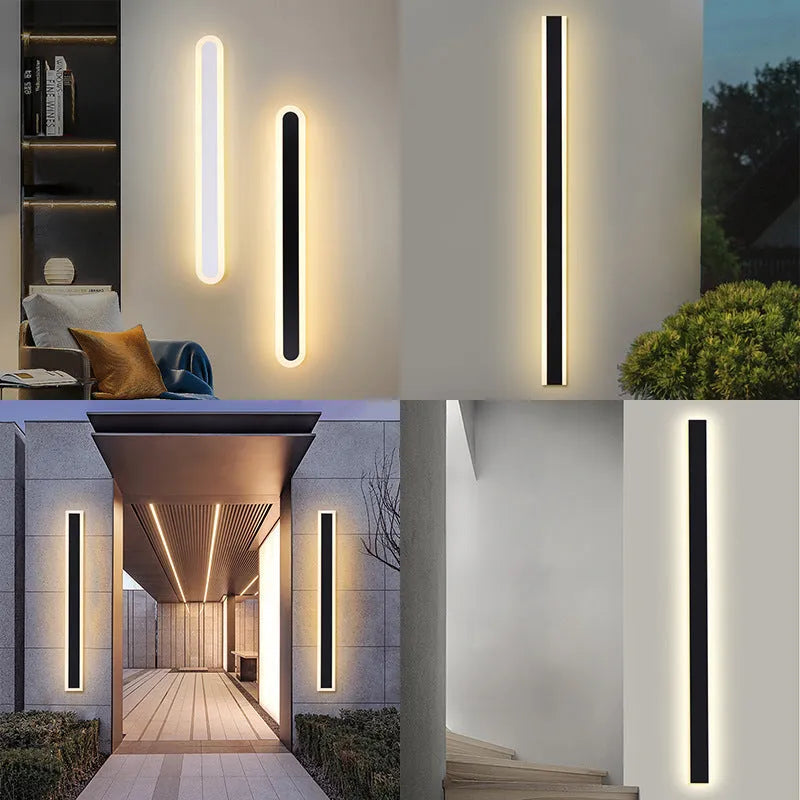 150cm outdoor LED strip wall lamp with wrought iron construction and IP65 waterproof rating