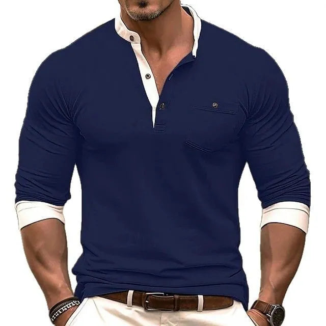 Men's long sleeve cotton t-shirt in round neck design showing available colour options