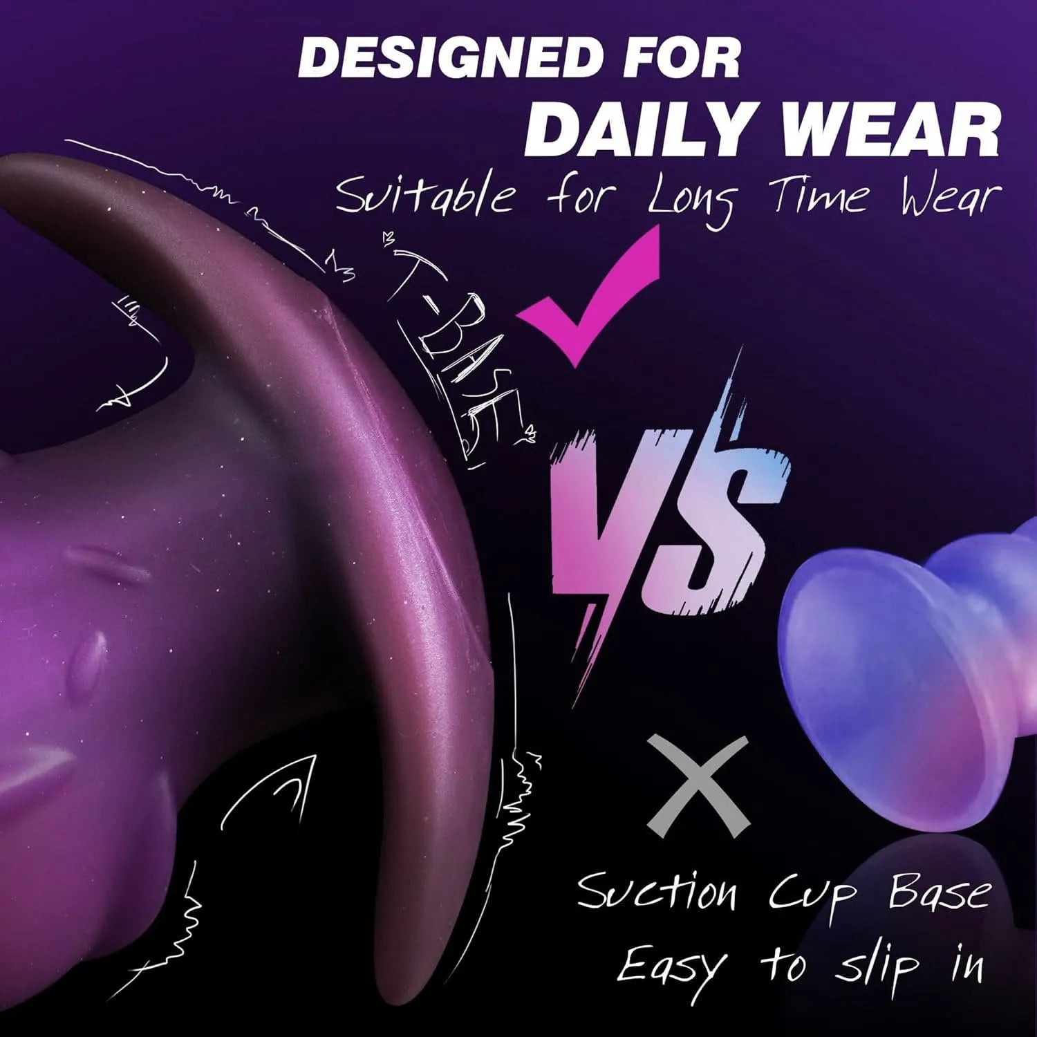 Liquid silicone masturbator for adults in black, gold, or purple colours showing flexible texture