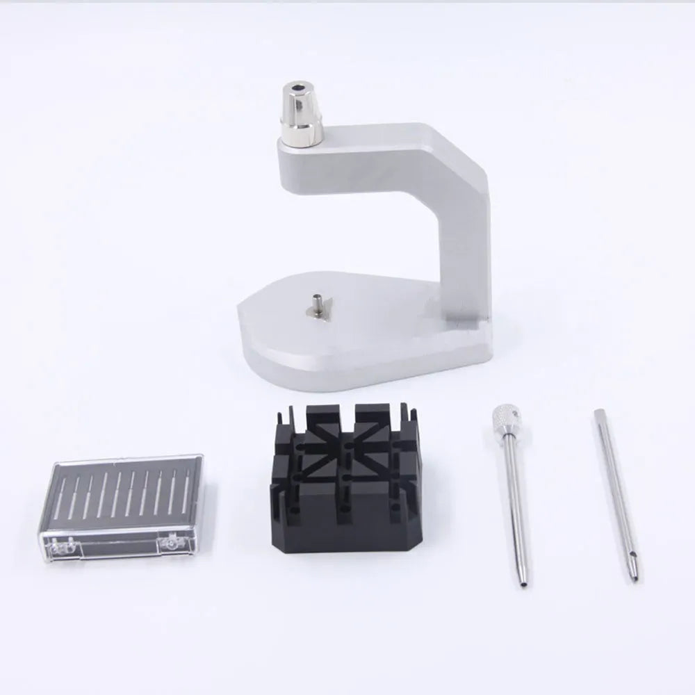 Silver tool steel press strap removal tool for watches and jewellery with metric blades.