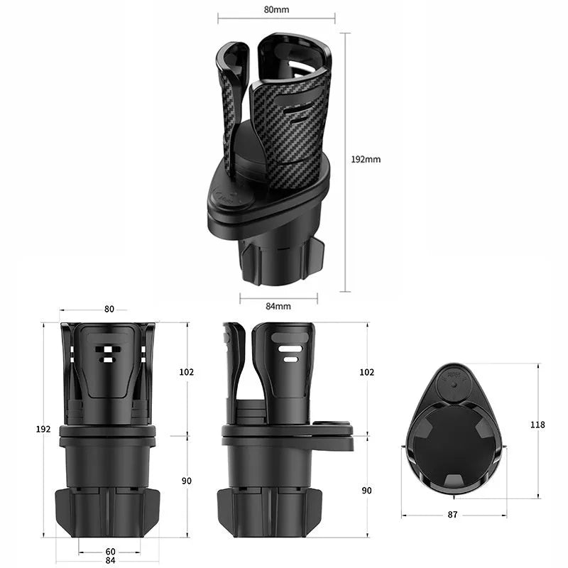 Second generation upgrade car cup holder modification accessory in ABS plastic with carbon fibre or matte colour options