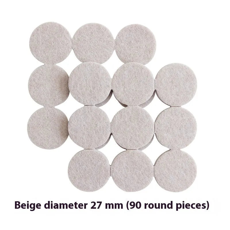 Beige plastic furniture leg stoppers set showing round and square protectors in five size variations