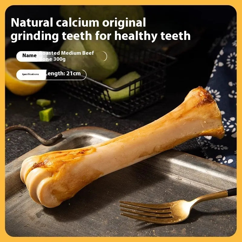 Ox bone flavoured puppy dental chew for teeth cleaning and calcium supplementation in three sizes