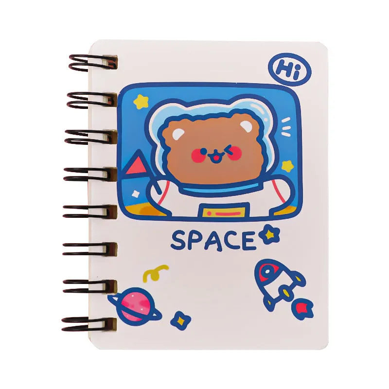 Astronaut portable pocket flipper notebook measuring 10.5 by 8cm with space-themed cover designs
