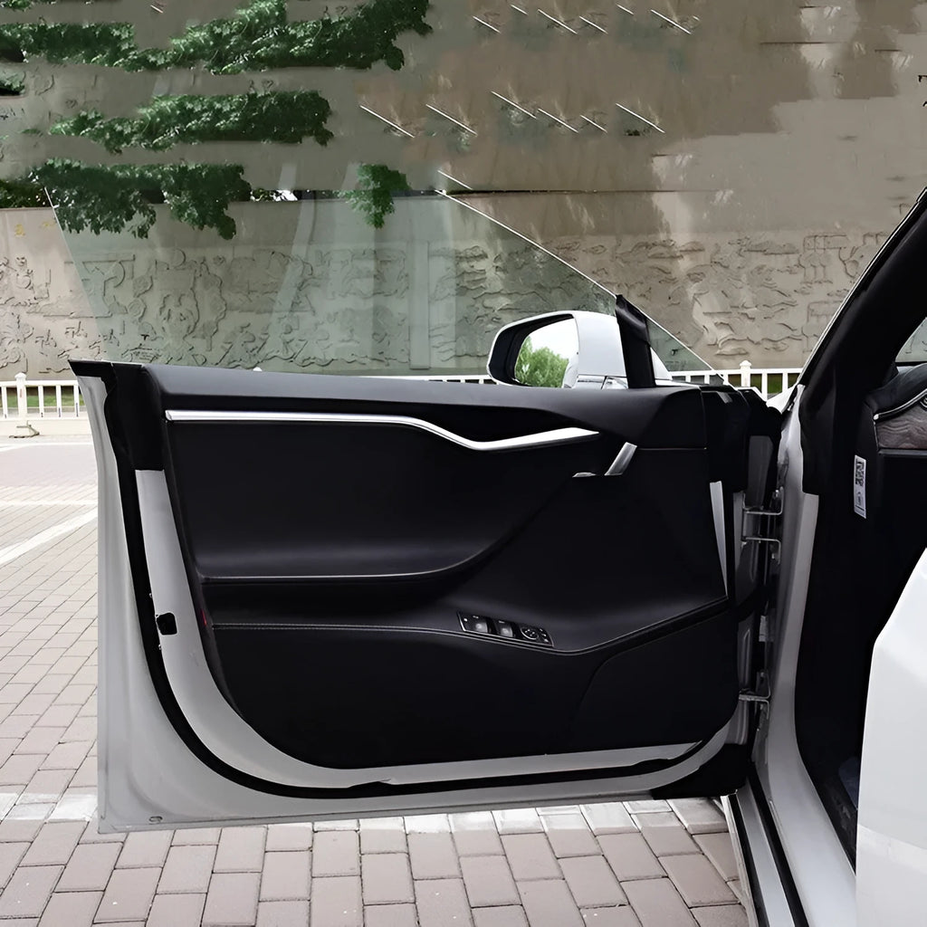 Pre-cut carbon fibre protective film for Tesla Model S interior door panels