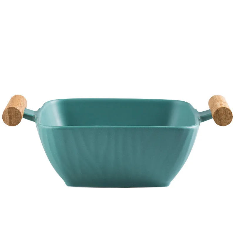 Porcelain bowl with lid in irregular shape design available in multiple colours