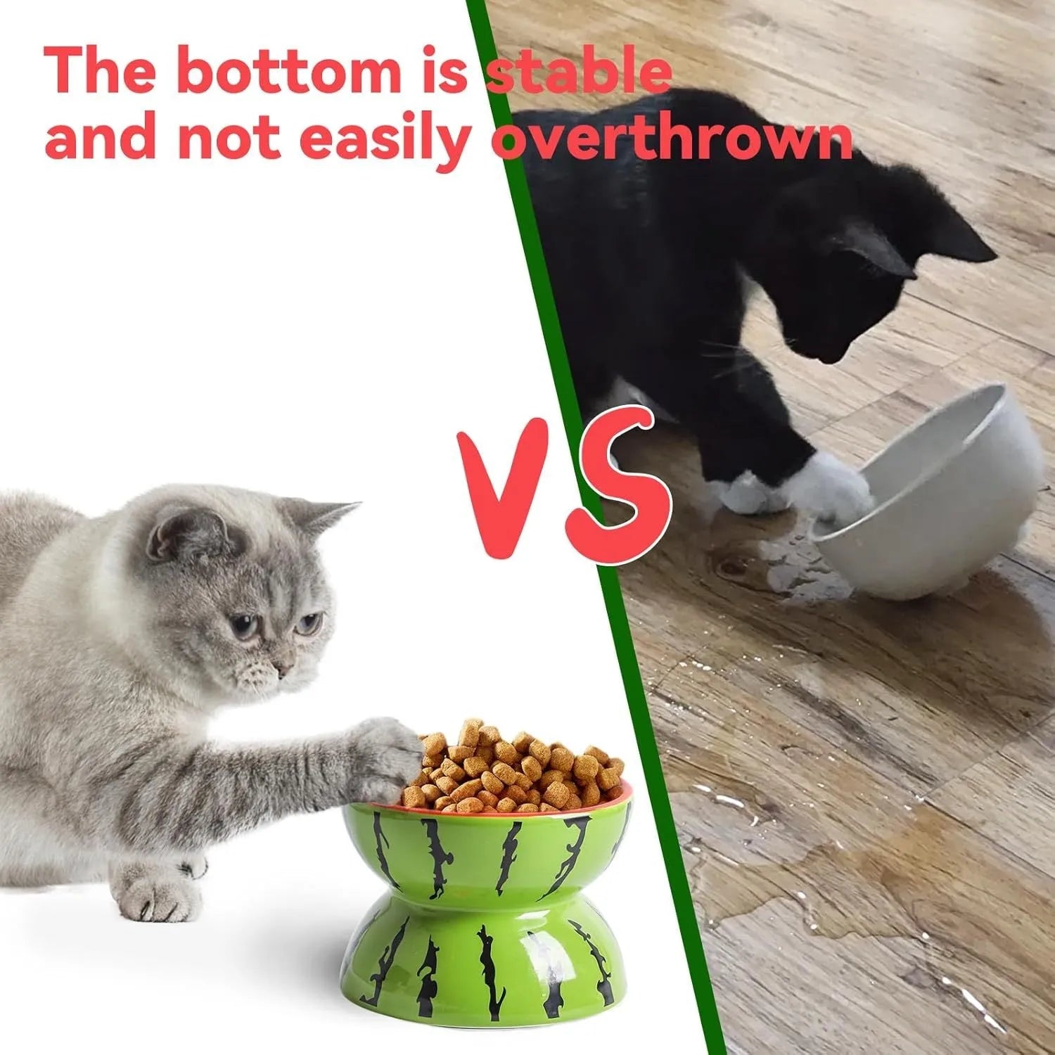 Ceramic elevated cat bowl in orange colour with tilted wide dish design.