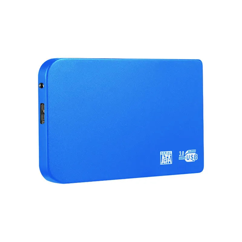 USB 3.0 solid state mobile hard disk with metal case in black, blue, red, or silver colour options.