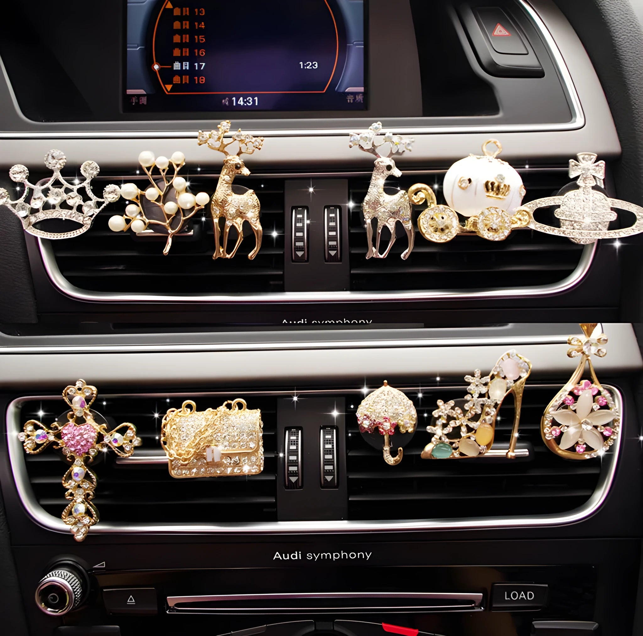 Cartoon car air vent fragrance clip with alloy material and decorative designs