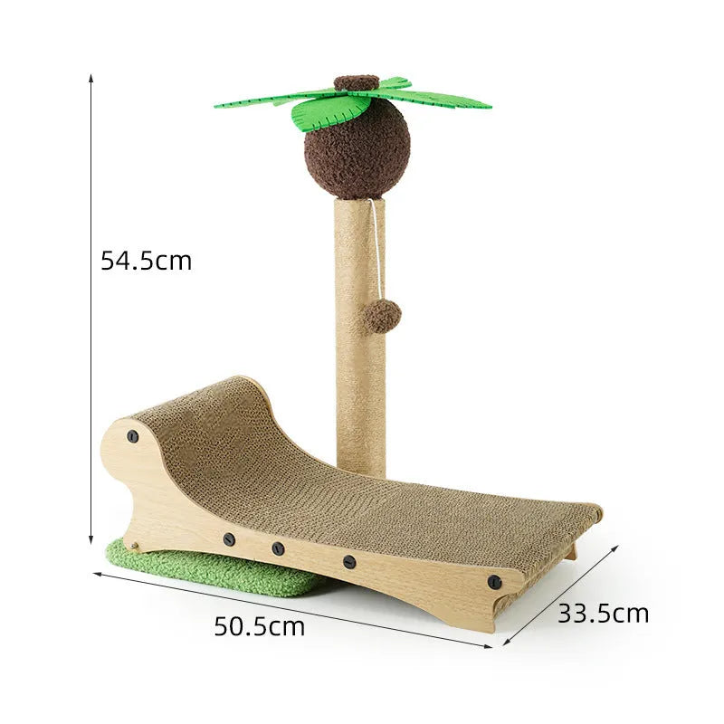 Wooden beach chair style cat climbing frame with hemp mat scratch column and multifunctional design