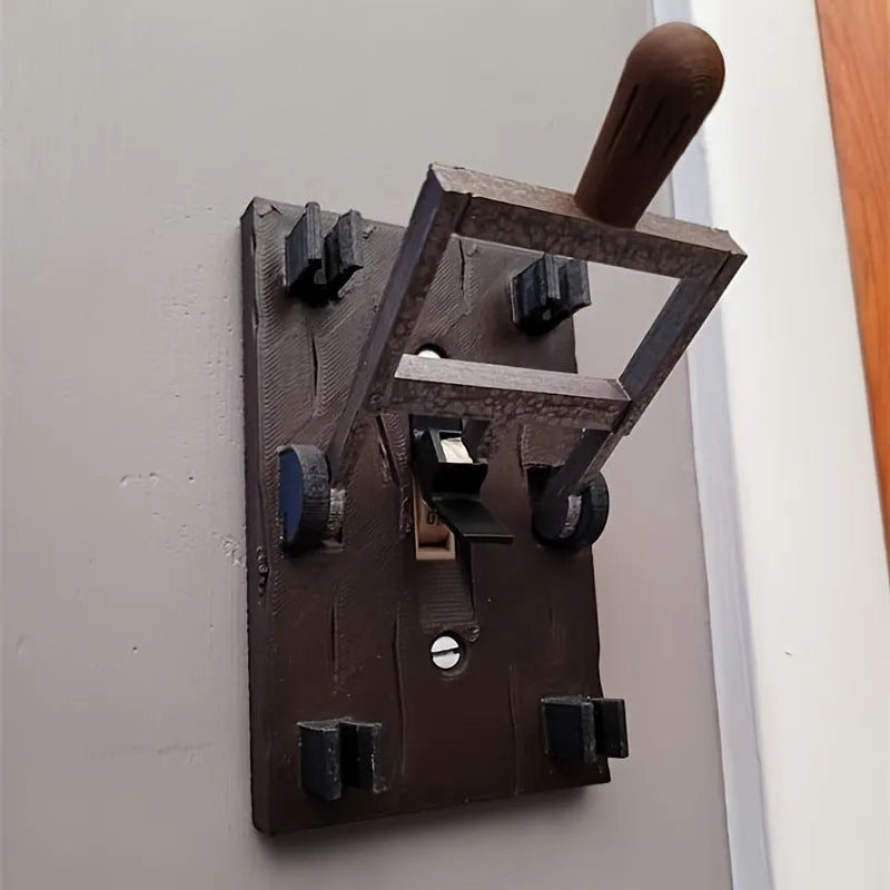 Single-pole mechanical wall switch with decorative PLA plate for exposed surface mounting