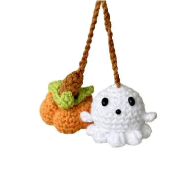 Plush hand-woven cartoon automobile hanging ornament for rear-view mirror decoration