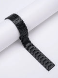 Stainless steel watch strap for Samsung Galaxy Watch showing silver and black colour options