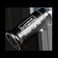 Black car GPS locator with magnetic base for cigarette lighter connection in vehicle