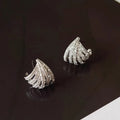 Geometric line design women's earrings with electroplated platinum finish on zircon material