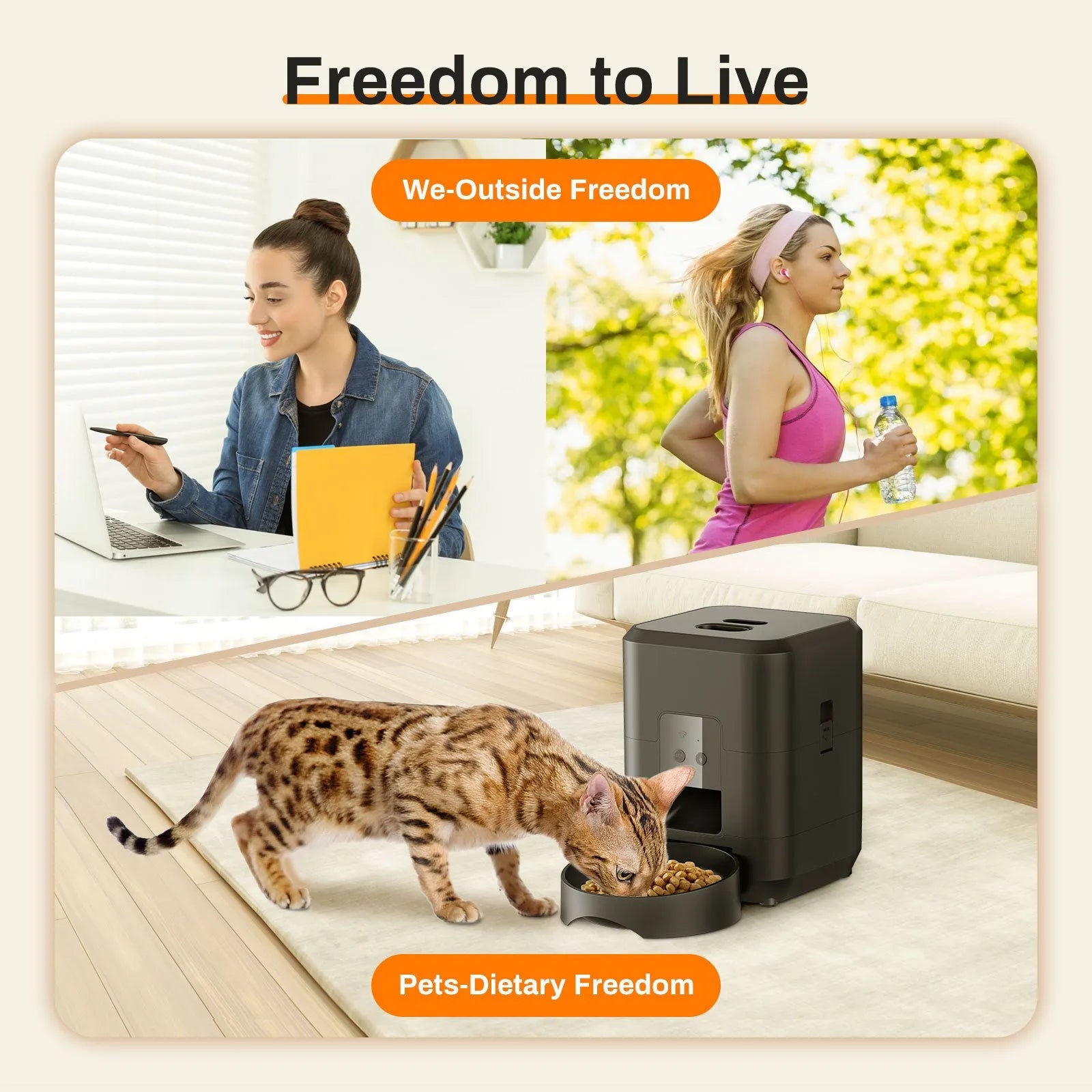 White and black automatic pet feeder for cats with timing control and multiple power standard options