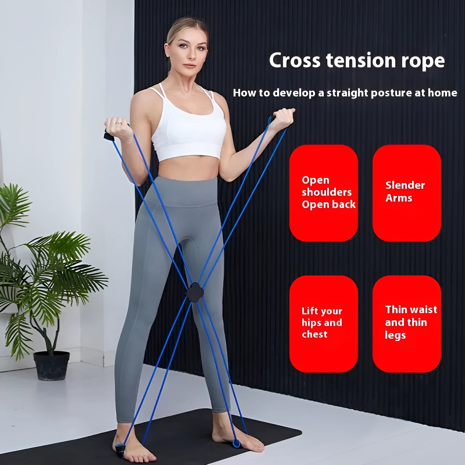 Blue eight character fitness puller made of TPR for shoulder and upper body training