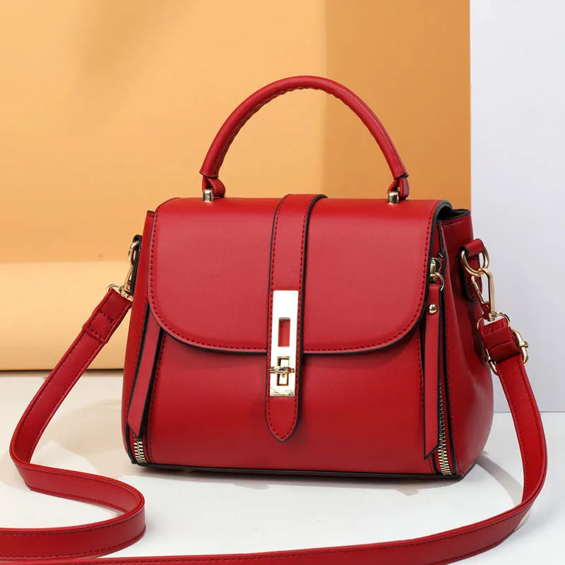 Soft black PU leather women's messenger shoulder bag with a single strap.