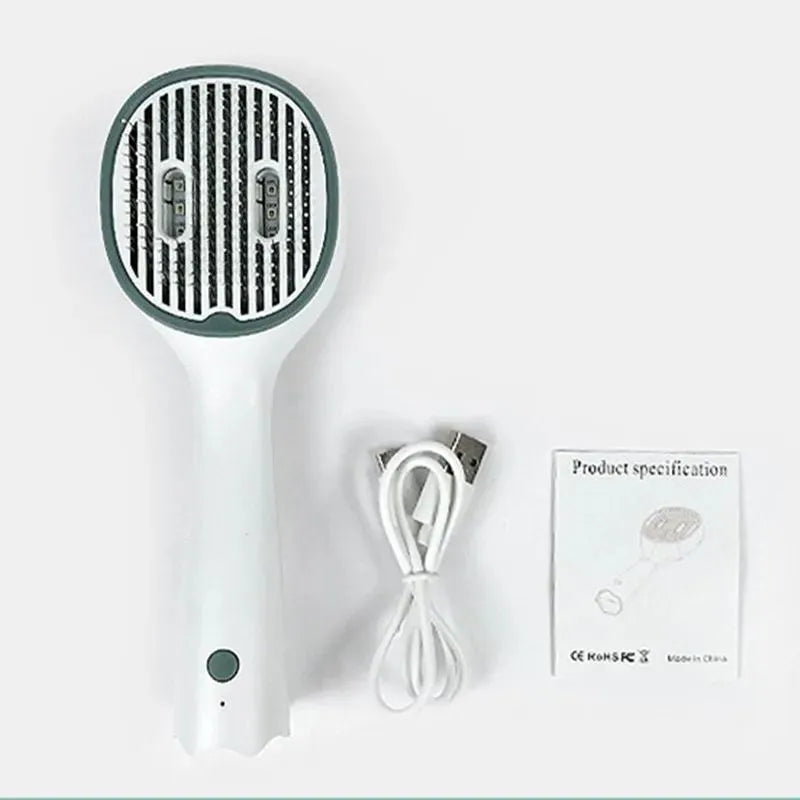 UVC sterilising pet grooming comb for cats and dogs, 25.8 x 9.8 x 5.5 cm, 215g, in dark green, grey or light green