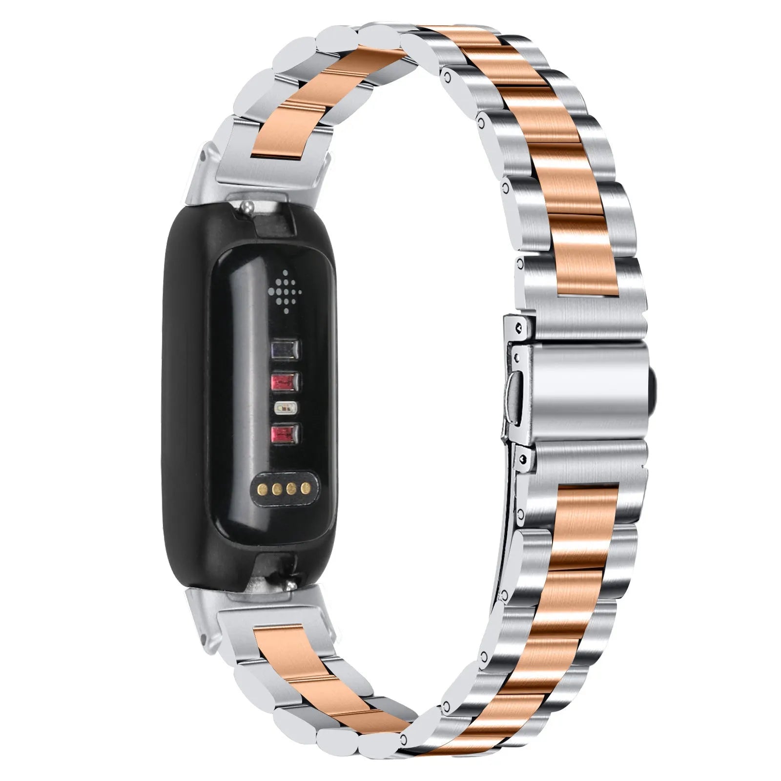 Stainless steel Fitbit Inspire 3 watch strap in multiple colour options showing 175mm length and 12mm connector