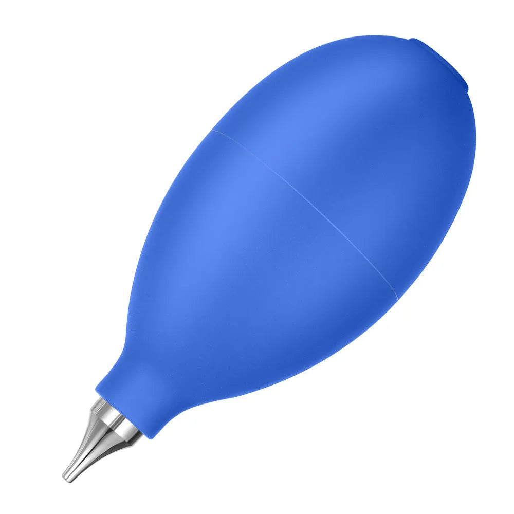 Blue and black rubber handheld dust removal ball for cleaning cameras and phones