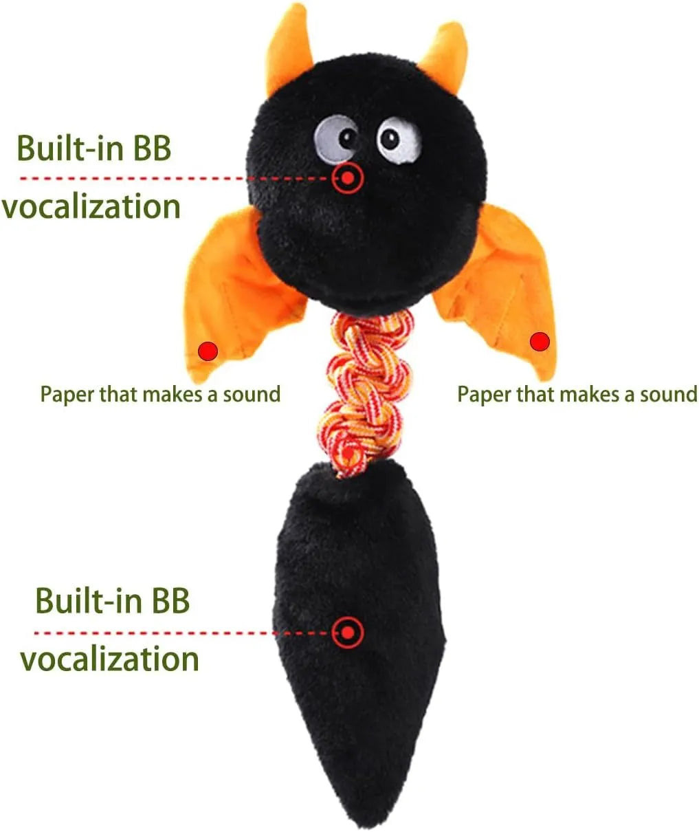 Large black, green, or red plush dog toy with cartoon design, measuring 44 cm, for aggressive chewers.
