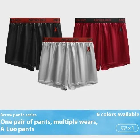 Solid colour men's knitted polyester boxer briefs on a white background showing mid-waist fit
