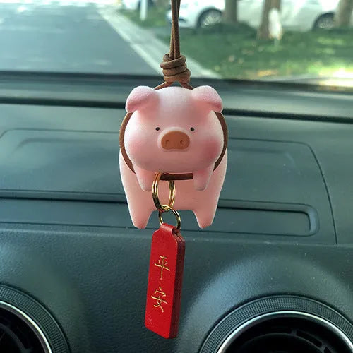 Colourful resin cartoon pig car ornament for dashboard decoration