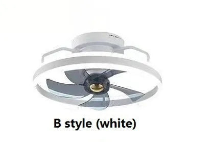Modern ceiling fan with integrated light fixture showing 50cm diameter and acrylic lampshade