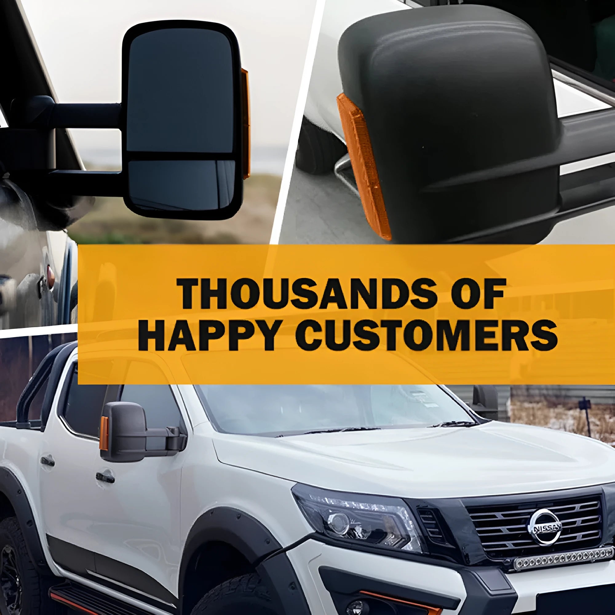 Black electric exterior rear vision mirror for Nissan D23 NP300 2015 onwards pickup truck