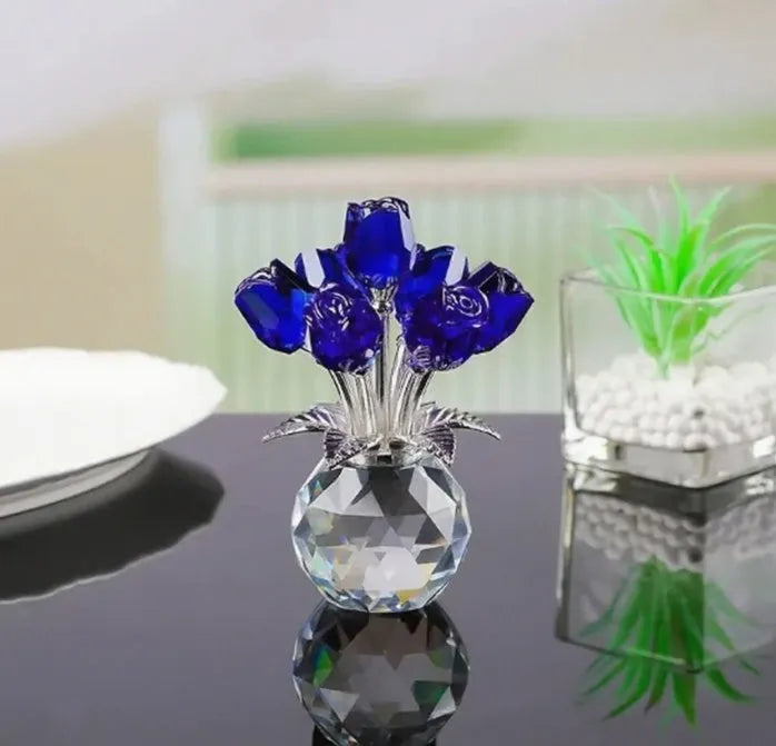 Colourful K9 crystal geometric rose decorative ornament in Chinese style.
