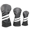 PU golf club head cover with two diagonal stripes shown in multiple colour options