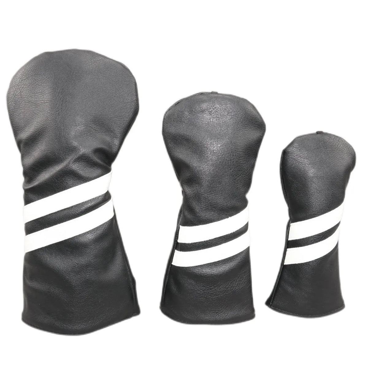 PU golf club head cover with two diagonal stripes shown in multiple colour options