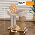 Pine wood cat nesting box with dual columns and chamfered ball design