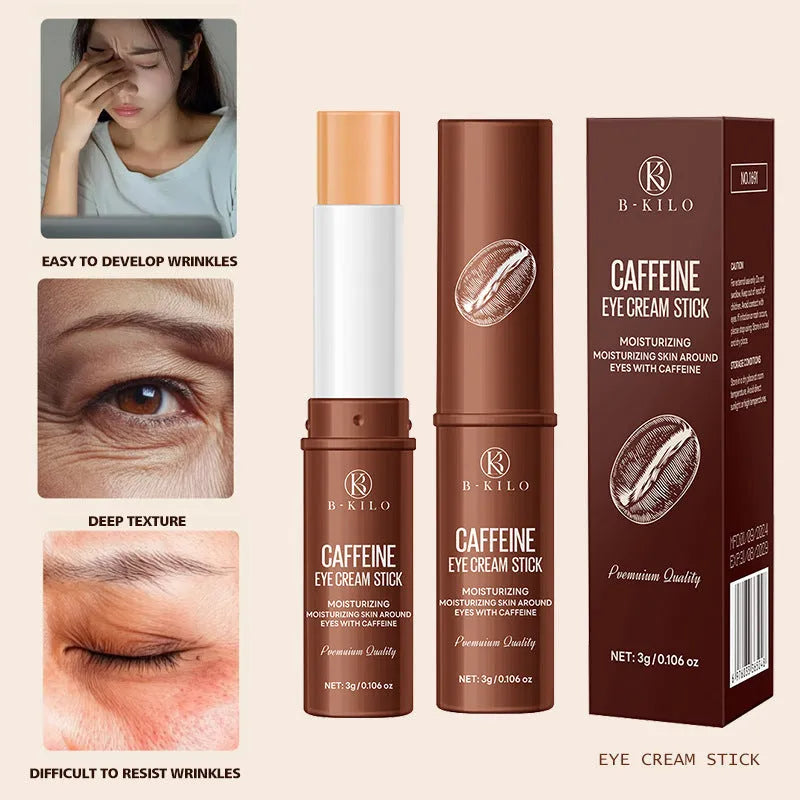 Caffeine eye cream stick in twist-up tube for dark circles and fine lines, 3g size