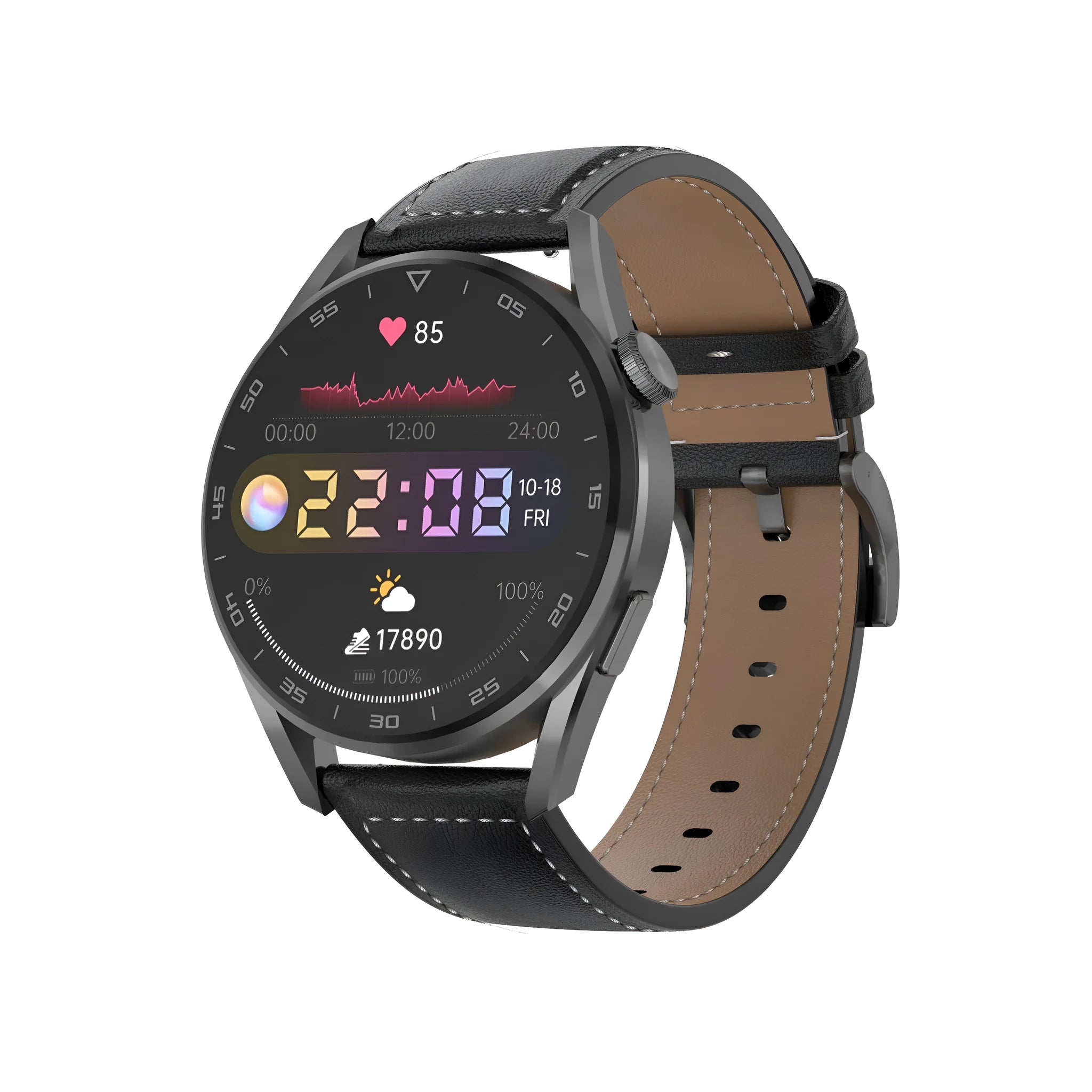 Smart watch with Bluetooth calling and scan code support on metal wristband showing 1.3 inch IPS screen