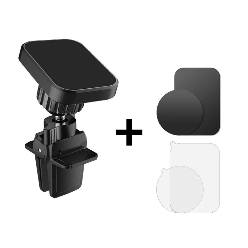 Black car air vent magnetic phone holder with round and square head style options