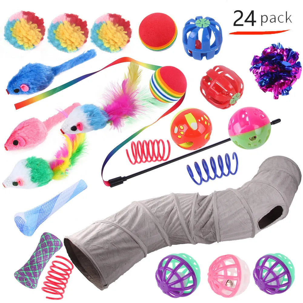 Plastic cat channel toy maze with colourful tracks and accessories for feline play
