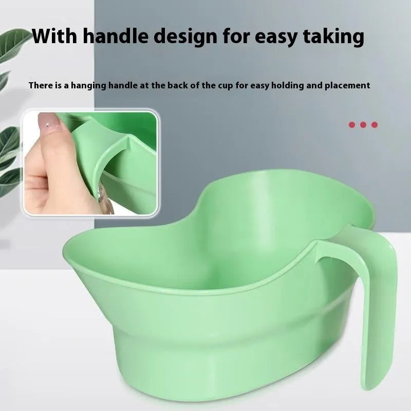 Green plastic mouthwash cup for bedridden patient nursing care