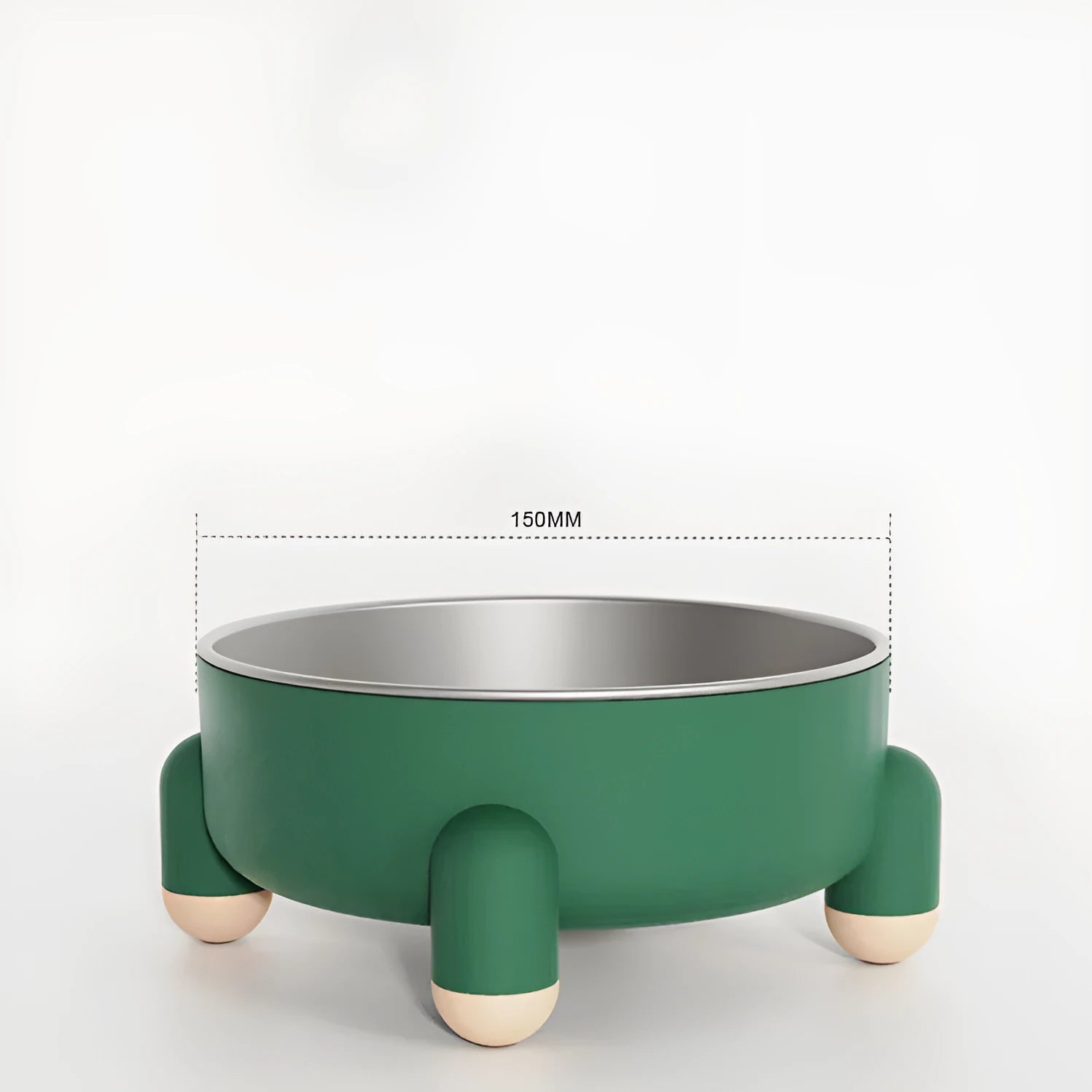 Stainless steel pet bowl with non-slip anti-overturn base in green, pink and white colour options