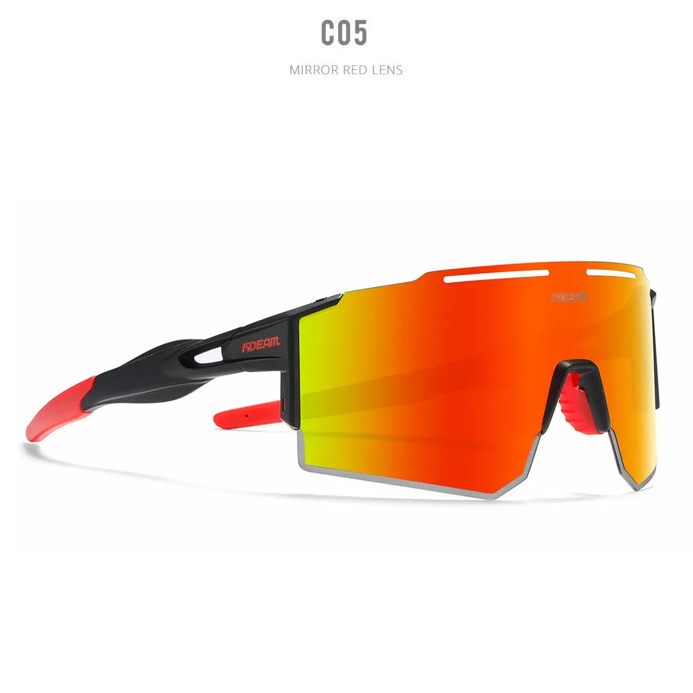 Polarised cycling sunglasses with frameless ultralight TR90 frames in a sporty style.