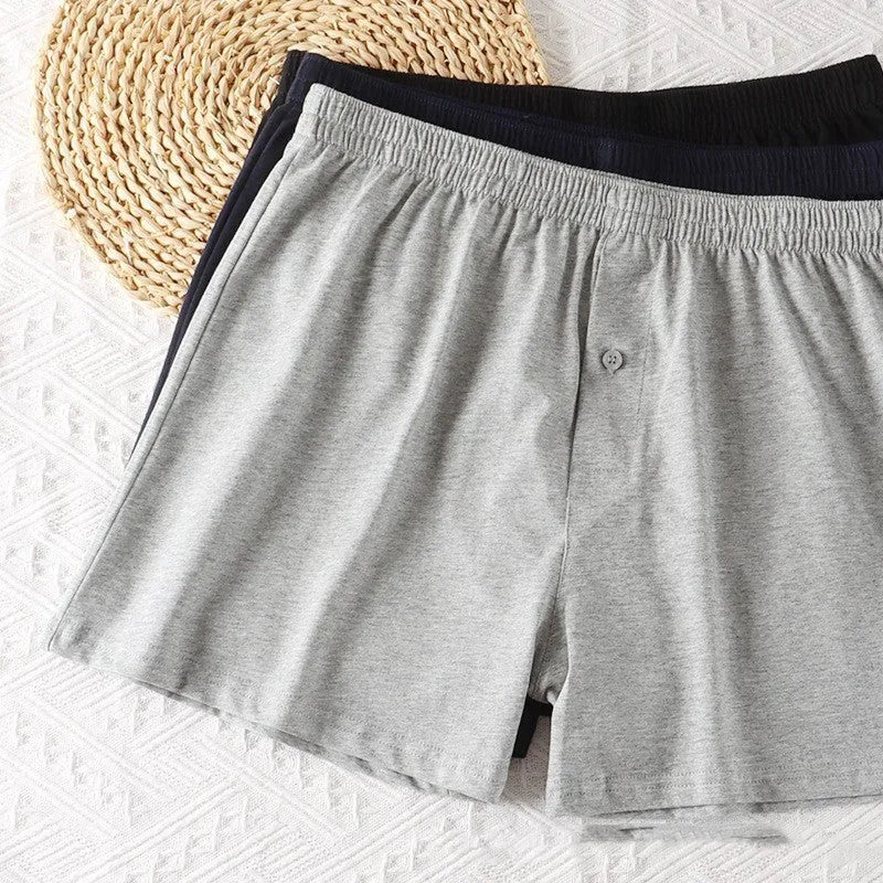Men's pure cotton boxer shorts in loose fit design with high waistband