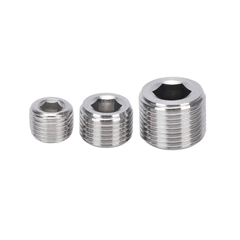Stainless steel bulkhead hexagonal pipe plug with 3/8 inch thread specification