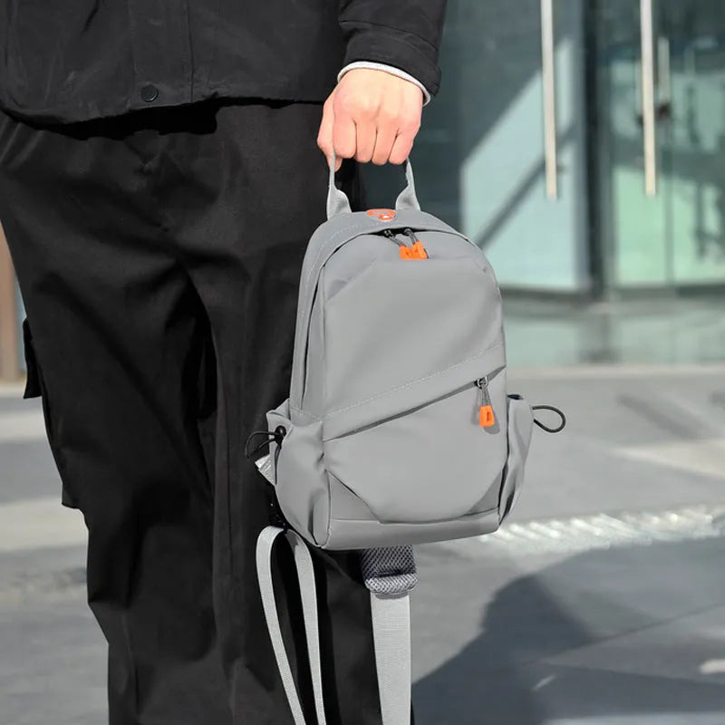 Black and grey waterproof polyester crossbody bag for men with single shoulder strap