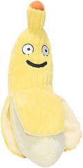 Yellow banana-shaped cat toy with crinkle paper and catnip for indoor feline play