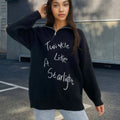 Women's light khaki alpaca wool pullover sweater with oblique zipper and retro turtleneck.