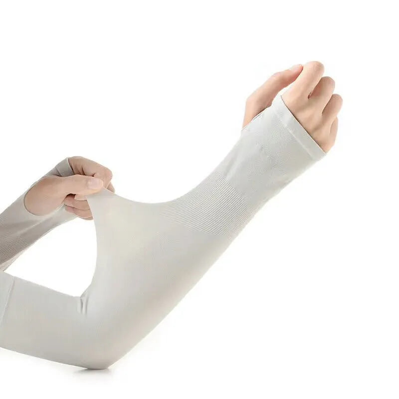 Open finger driving sun protection sleeves in white, pink, grey, black and blue colour options