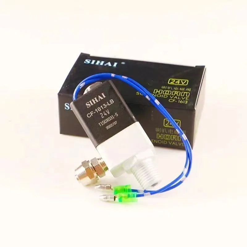 Black dual trumpet 12V 24V air horn kit for vehicles and trucks