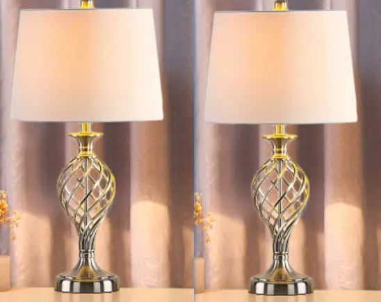Touch sensor dimmable bedside table lamp with USB charging socket in European style alloy construction